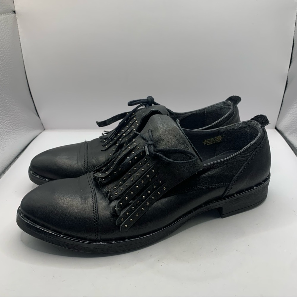 Piampiani tassels Oxford Loafers Black leather Size 38 US 7.5 made in Italy
